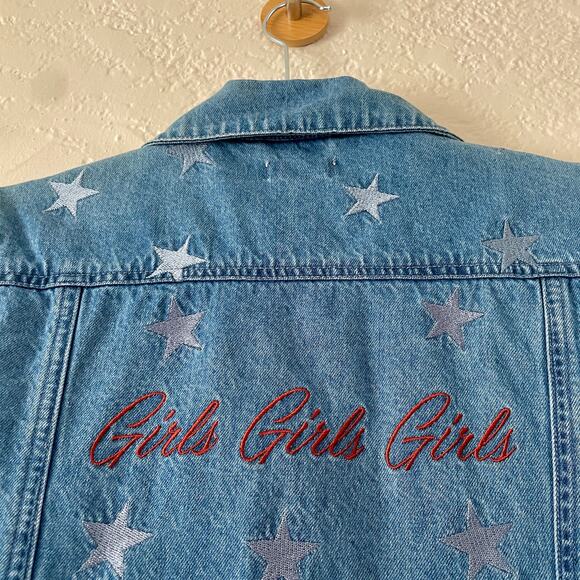 Samantha Sippos Star 'Girls Girls Girls' 1/2 Sleeve Denim Jean Jacket Medium - Picture 6 of 8